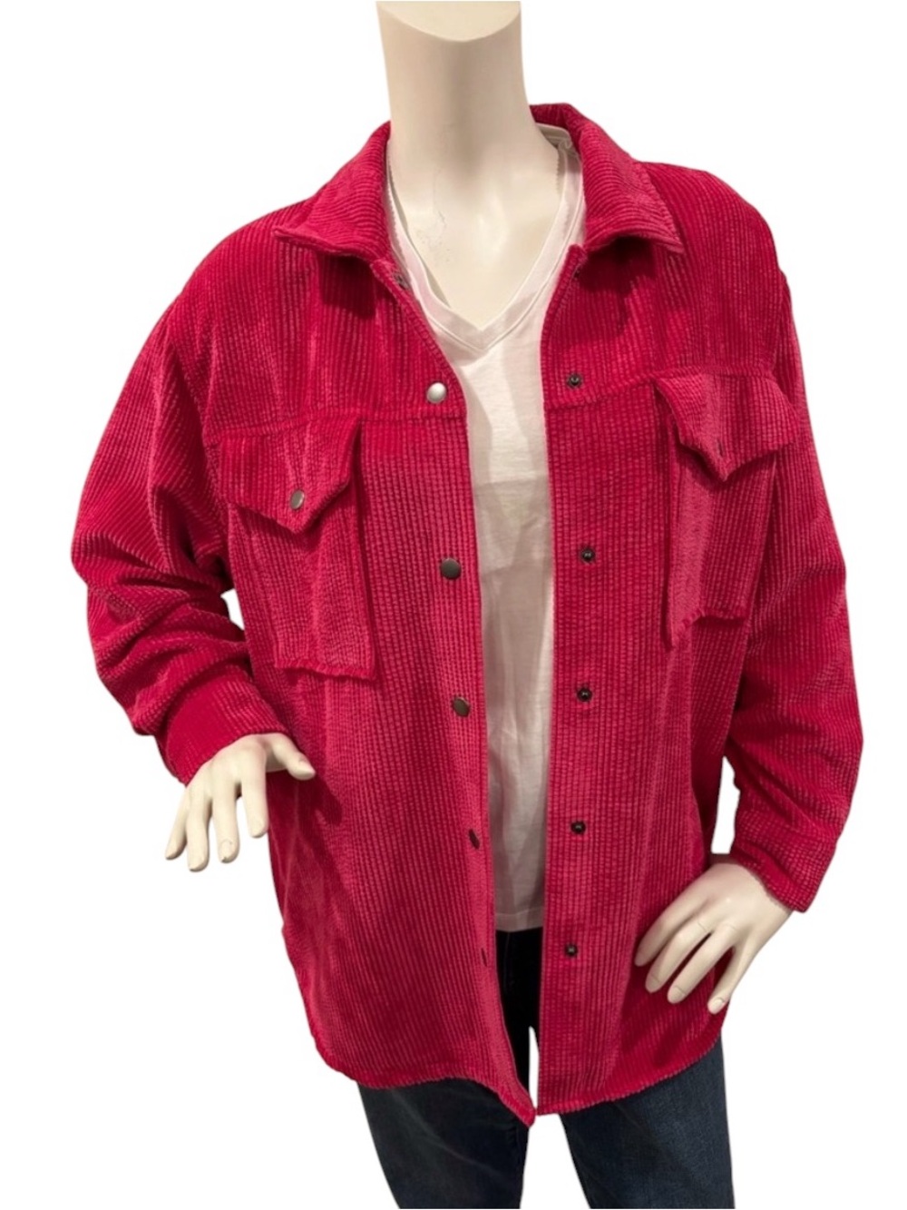 Wild Fable Magenta Corduroy Oversize Button-Down Shacket, women’s size medium